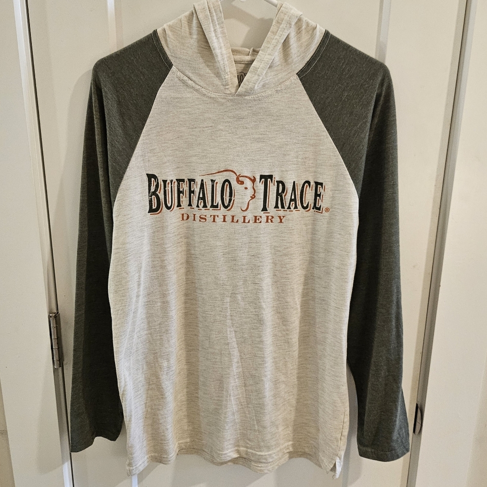 Buffalo Trace Distillery Lightweight Hoodie Tee Cream & Olive - Size Medium